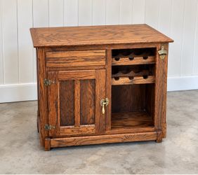 Oak Wood Bar Cabinet with Wine Rack