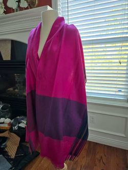 Large Magenta Color Block Wrap Shawl