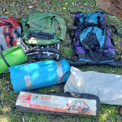 Backpack and tents