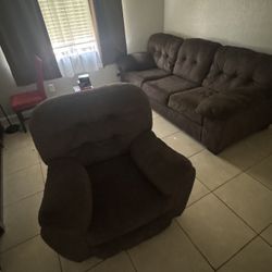Brown Sofa & Loveseat