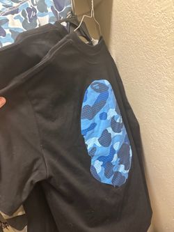 BAPE Black T-Shirt Blue Camo Shark Graphic