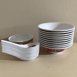 Set Of Chinese Longevity Pattern Bowls Spoon Sets