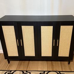 Brand New Black Rattan Sideboard