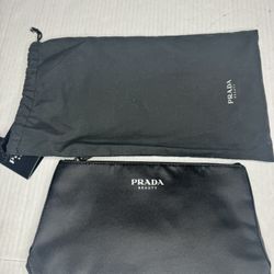 PRADA Beauty Drawstring Bag Black Travel Pouch AUTHENTIC