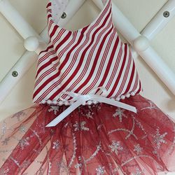 Handmade Christmas Dog Dress With Glitter Tulle Skirt 