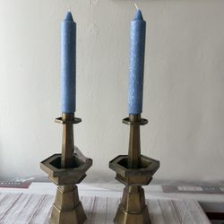 Mid-Century Vintage, Beautiful Brass Candle Holders Set Of 2