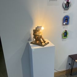 Wooden Sad man Lamp