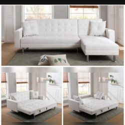 White Leather Sectional Sofa New 