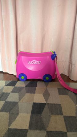 Trunki Ride-On Kids Suitcase | Tow-Along Toddler Luggage | Carry-On Cute Bag with Wheels | Kids Luggage and Airplane Travel Essentials: Trixie Girl Pi