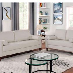 Sofa And Love Seat Off White With USB Outlets On Both Sofa And Love 