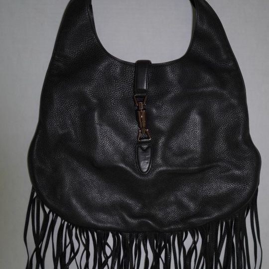 Gucci Cellarius Large Jackie Nouveau Fringe Hobo Black