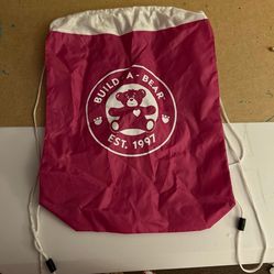 Pink Build-A-Bear workshop drawstring bag