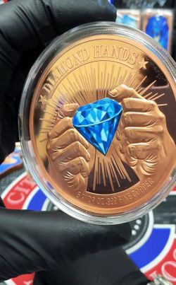 5 OZ COPPER DIAMOND HANDS · Copper · 5 troy oz · .999 fine copper.