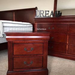 5-PC Cherry Brown Sleigh Queen Bedroom Set