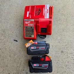 Milwaukee 18v Batteries 5.0 Ah And Charger Brand New 