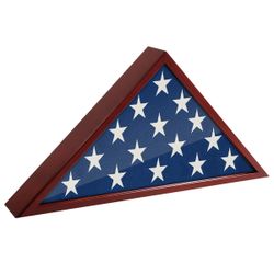 Americanflat 9.5'x5' Triangle Flag Display Case Frame - Mahogany/Brown Brand New 🇺🇸🎖️