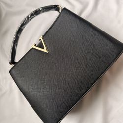 Brand New Black Leather Handbag/ Designer Style 