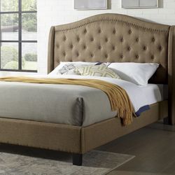 Beige Button Tufted Headboard