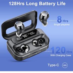 Ear Buds Wireless Bluetooth Earbuds Bluetooth 5.3 Headphones with 4 ENC Noise Cancelling Mic Powerful Bass In-Ear Earbuds with LED Display 128H IP7 Wa