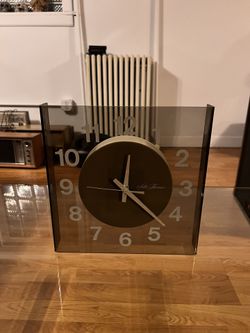 1970S SMOKED LUCITE VISIONETTE CLOCK BY SETH THOMAS