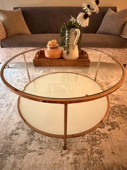Round Glass 36-in W x 17-in H Coffee Table