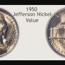 Collection Of 61 Jefferson Nickels From Years 1950 Through 1949 in 2 Rolls