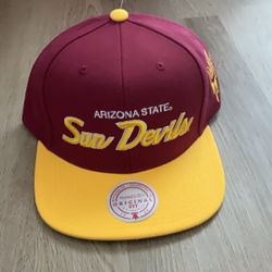 Arizona State Sun Devils Snapback Hat One Size Fit All $30 Brand New Mitchell And Ness