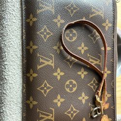Brown Louis Vuitton Monogram Pouch and Black Louis Vuitton Victorine Wallet