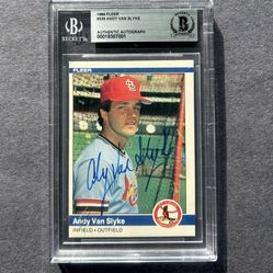 1984 Fleer #339 Andy Van Slyke rookie card w/ on card auto. Negotiable
