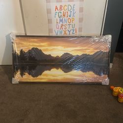 Art Painting Of The Sun Set In The Mountains