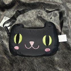 Cat Zippered Treat Bag / Fanny pack Black, 9" x 6.5" (((new)))