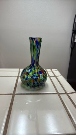 Hand blown glass vase multicolor