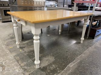 Light Wooden Dining Table W/ White Legs