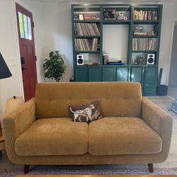 Living Spaces 65” W Allie Buttercup Yellow Loveseat
