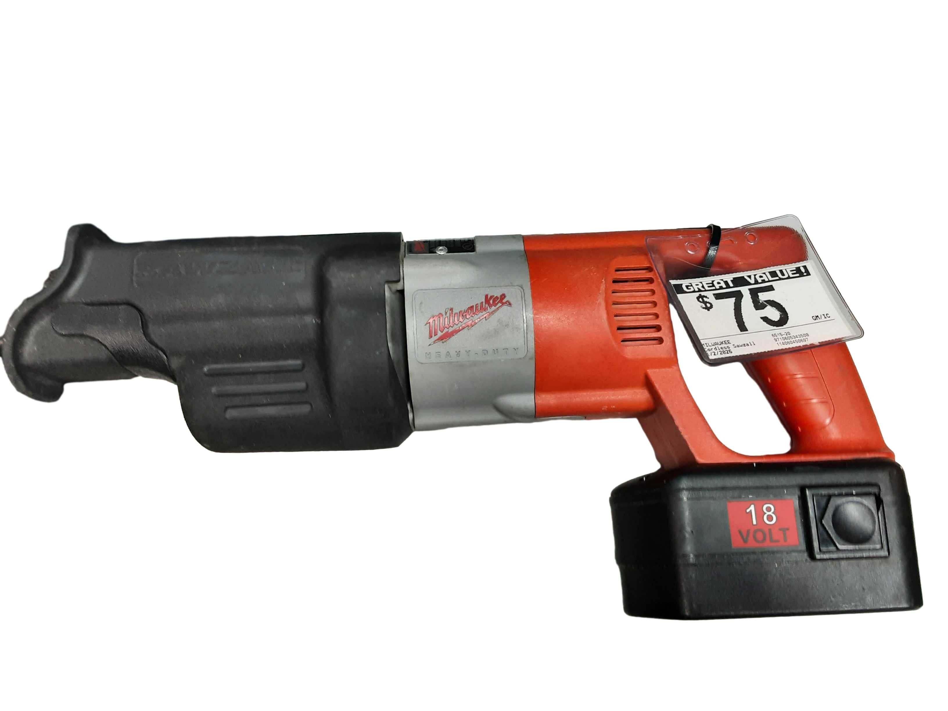 Milwaukee 6515-20 Black Cordless Reciprocating Saw