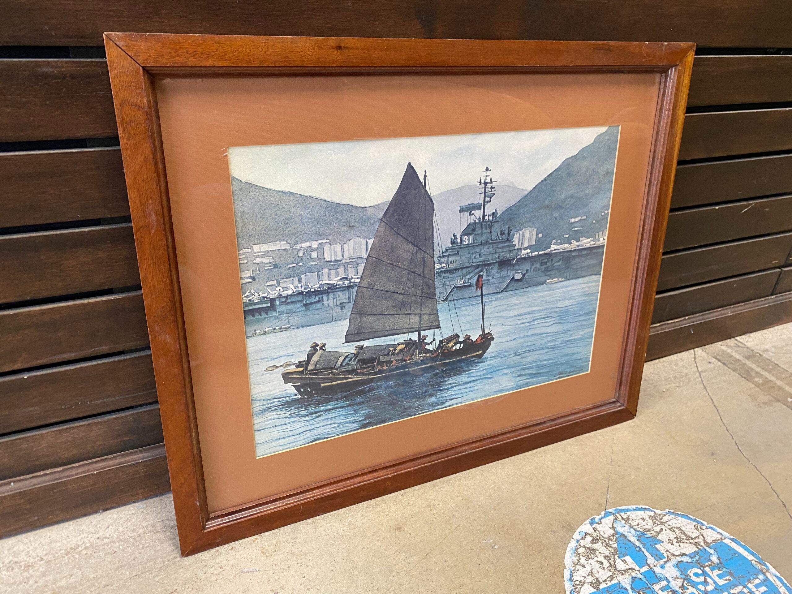 Ships in Hong Kong Harbor Signed Print by Louis J Kaep