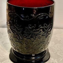 Princess House Large Ruby Red Fantasia Pillar Candle Holder/Vase