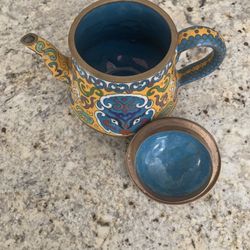 Cloisonné Chinese enamel tea pot 6 inches