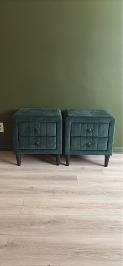 Brand New Green Velvet 2 Matching Nightstands