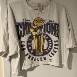 Adult 2x Cropped Vintage 2000 Los Angeles Lakers Shirt 