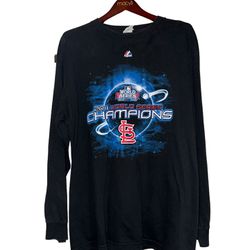St Louis Cardinals 2011 World Series Champions Roster Long Sleeve Black Shirt Size:Large
