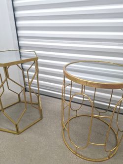 Gold mirror tables