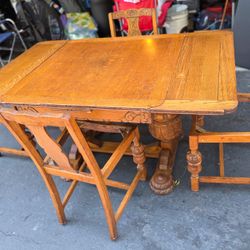Antique Renaissance Revival Carved Small Dining Table Set