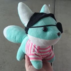 RARE Anime Palace Blue White Pirate Fox Plush Stuffed Animal 8.5"
