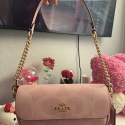 Powder pink collection hailey flap coach bag