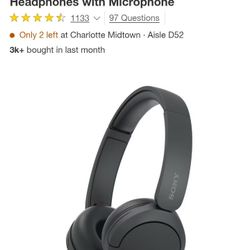 Sony WHCH520 Bluetooth Wireless Headphones with Microphone