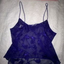 Vintage Sheer Royal Blue Top Size M