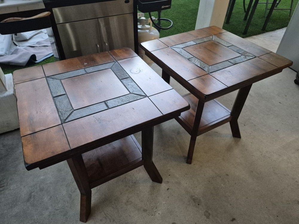 Mahogany Wood End Tables