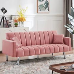 ✳️ Pink Sofa Bed Couch 🛋️ Brand New In Box 📦 Folds Down Into A Bed 🛏️ 
