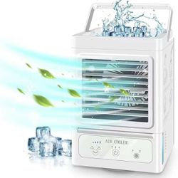 Personal Air Cooler, 5000mAh Rechargeable Battery Operated 60°&120° Auto Oscillation, Portable Air Conditioner Fan with 3 Wind Speeds & 2 Refrigeratio